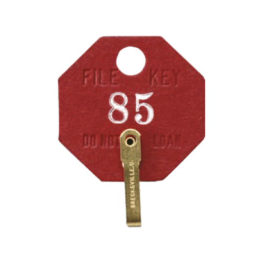 508-A Red Fiber Octagonal Tags - Brass Links