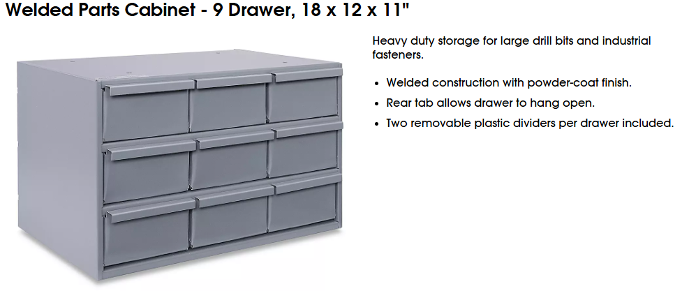 Small Parts Cabinet - Nine Drawer Unit